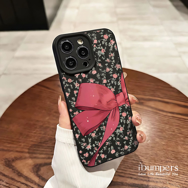 ibumpers Ốp Điện Thoại iPhone Thẩm Mỹ Họa Tiết Nơ Hoa Đẹp Cho IPhone 16 15 14 12 13 11 Pro Max IP 7 8 Plus X XS XR Xếp Ly Ốp Lưng Silicon Mềm Chống Sốc