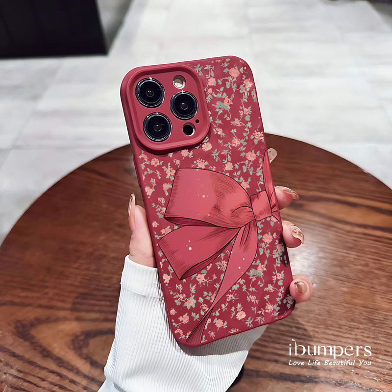 ibumpers Ốp Điện Thoại iPhone Thẩm Mỹ Họa Tiết Nơ Hoa Đẹp Cho IPhone 16 15 14 12 13 11 Pro Max IP 7 8 Plus X XS XR Xếp Ly Ốp Lưng Silicon Mềm Chống Sốc