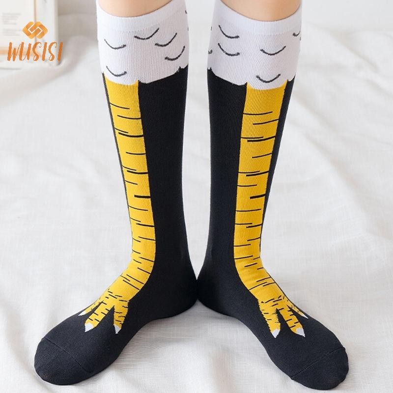[WUSISI] Tất Chân Gà Chân Nữ Trên Đầu Gối Tất Dài Hoạt Hình Ngộ nghĩnh Cotton Gà Móng Vuốt Nữ 3D In Đùi Tất Cao MỚI
