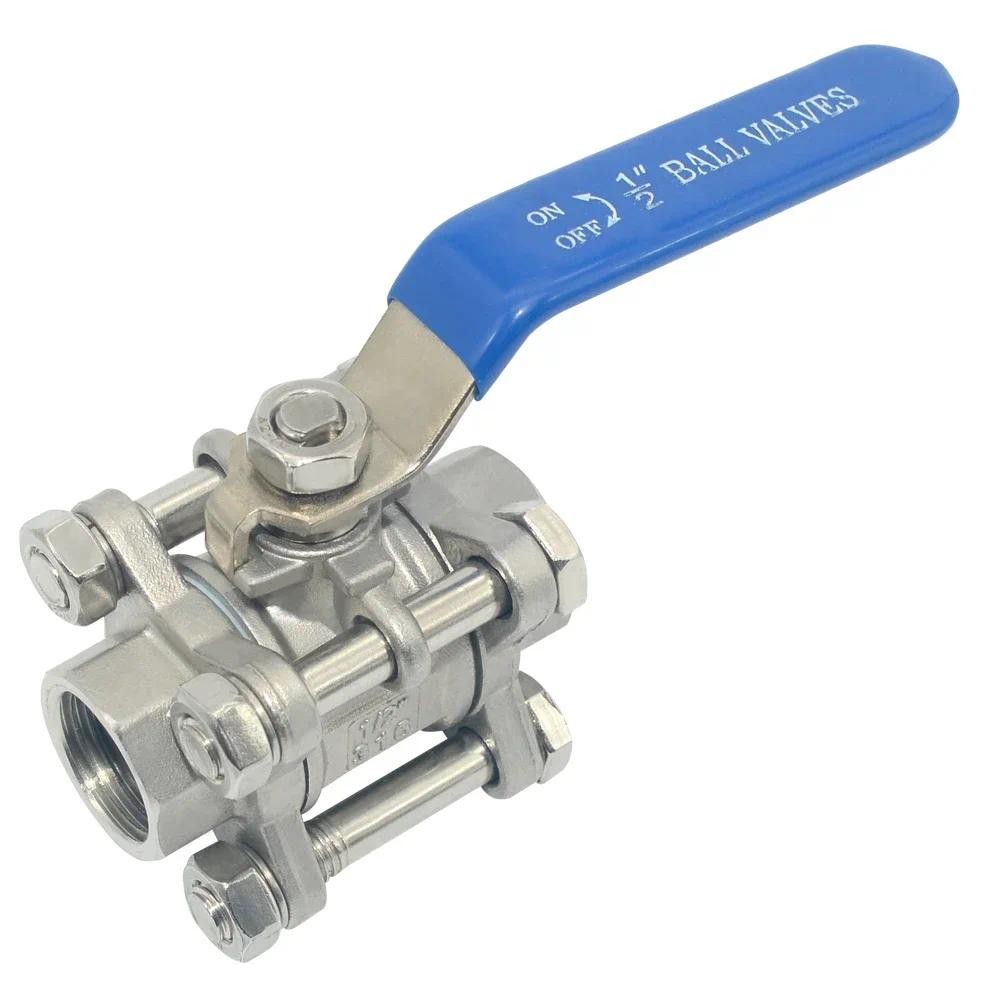 304 Thép Không Gỉ Ba Mảnh Van Bi 1 / 2 3 / 4 Vít Chủ Đề Bên Trong Ống Nước Hàn Van Công Tắc DN20 25 32 65 80