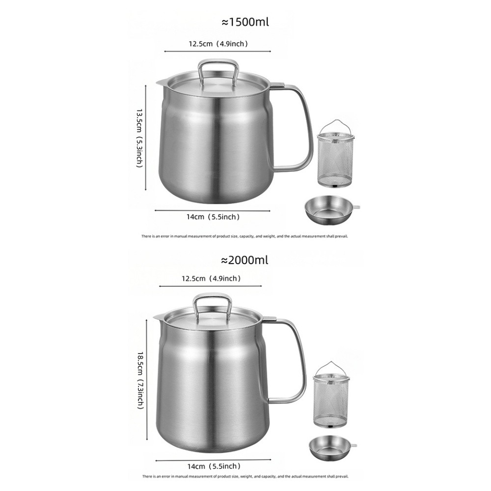 Nồi dầu bằng thép không gỉ 304 dung tích lớn có bộ lọc, Hộp đựng dầu mỡ, Nồi lọc dầu mỡ có bộ lọc cho nồi chiên sâu