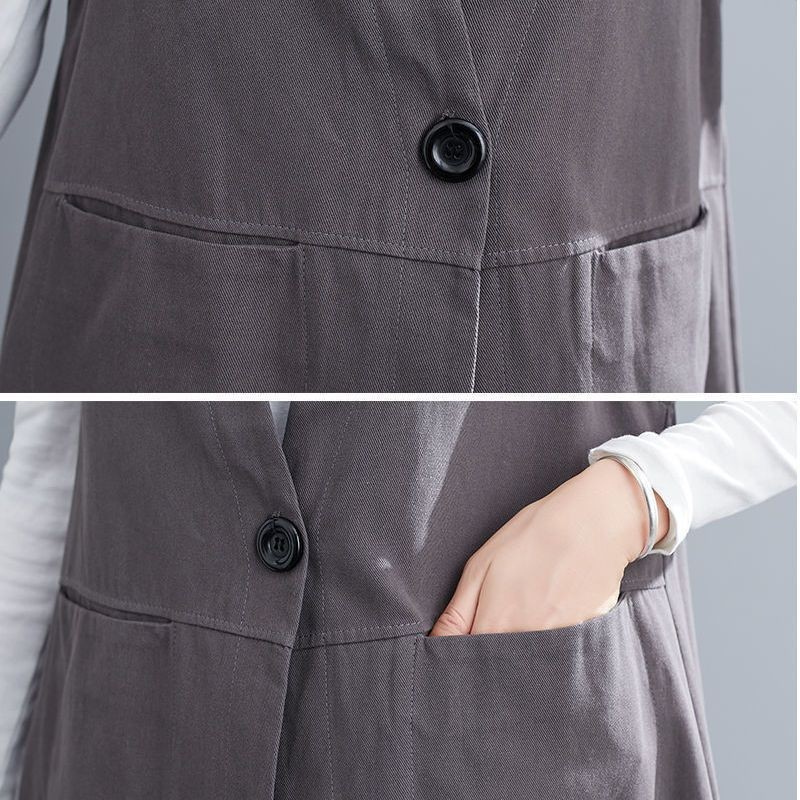Áo Vest nữ dáng rộng cỡ lớn cổ chữ V thông thường