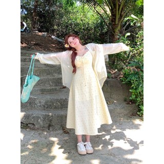 M-4XL Đầm Size Lớn Nữ [Tindal Giữa Mùa Hè] Váy Phong Cách Ngày Lễ Váy Dài Đi Biển Màu Vàng Phong Cách Mori Ngọt Ngào Nhẹ Nhàng Váy Ngắn Mùa Hè Váy Ôm Hơn Váy Hoa