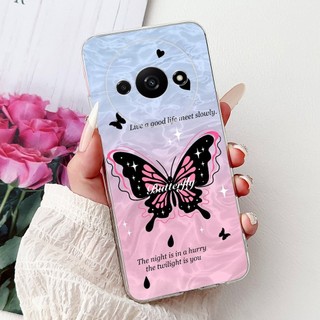 Vỏ Mềm Cho Xiaomi Redmi A3 4G / A3x / Poco C61 Ốp điện thoại Thời Trang Mới Bướm Silicon Trong Suốt TPU Vỏ Bảo Vệ