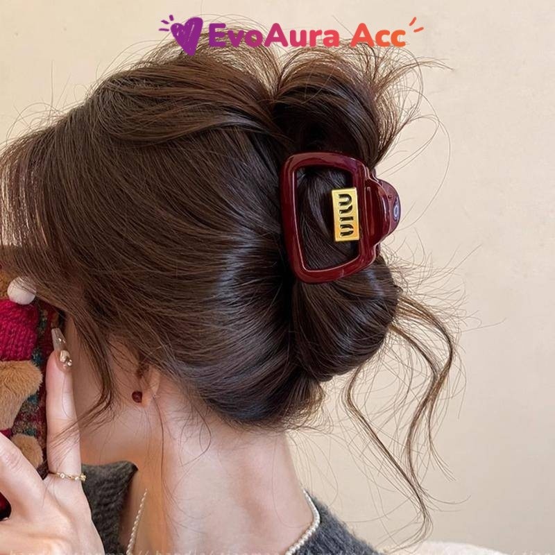 Kẹp Cá Mập Trung Bình Ankra Chữ Đỏ Kẹp Tóc Nửa Tóc Đuôi Ngựa Kẹp