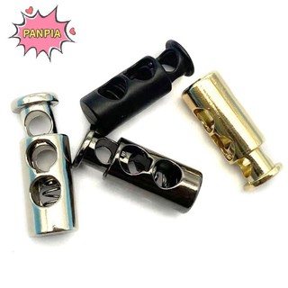 Pnpia 10 Chiếc Kim Loại Màu Đen Dây Khóa Lò Xo Khóa Chặn Hai Lỗ Dây Rút Chặn Boutique