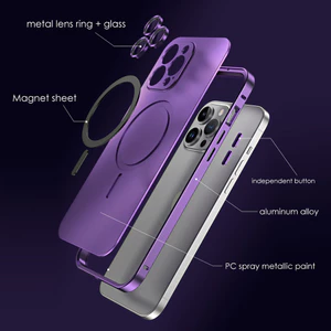 Ốp Điện Thoại Kim Loại Màu Chính Hãng Cho Iphone 13 14 15 16 17 Pro Max Plus Khung Nhôm Từ Tính