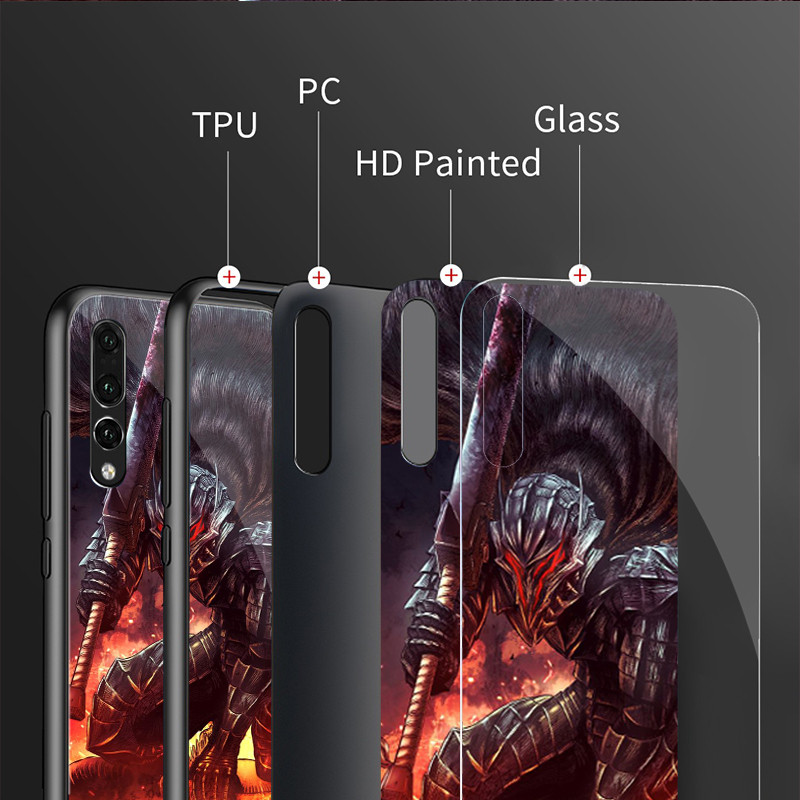 Ốp điện thoại kính cường lực Berserk Guts 09 cho IPhone 16 15 14 13 12 11 Pro XS Max Plus Mini X XR 8 7 6s SE2 / 3