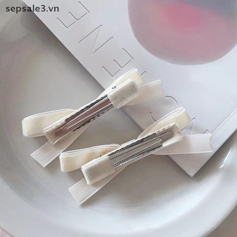 # VN # 2 Chiếc Phong Cách Hàn Quốc Màu Trơn Vintage Nơ Nhung Dễ Thương Kẹp Tóc Bên Kẹp Bé Gái Ngọt Ngào Mát Barrettes Phụ Kiện Tóc.