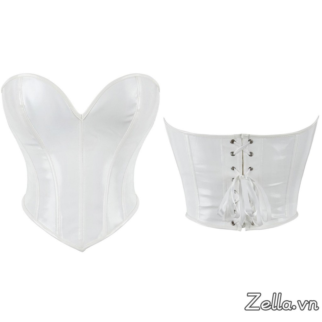 Phụ Nữ Da Cá Boned Corset Lưng Viền Cong Hemline Crop Tube Tops