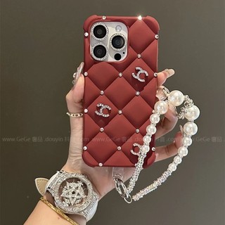 Ốp điện thoại iPhone 15 mẫu nữ iPhone16promax màu đỏ hình thoi Angola mềm mại 13/12
