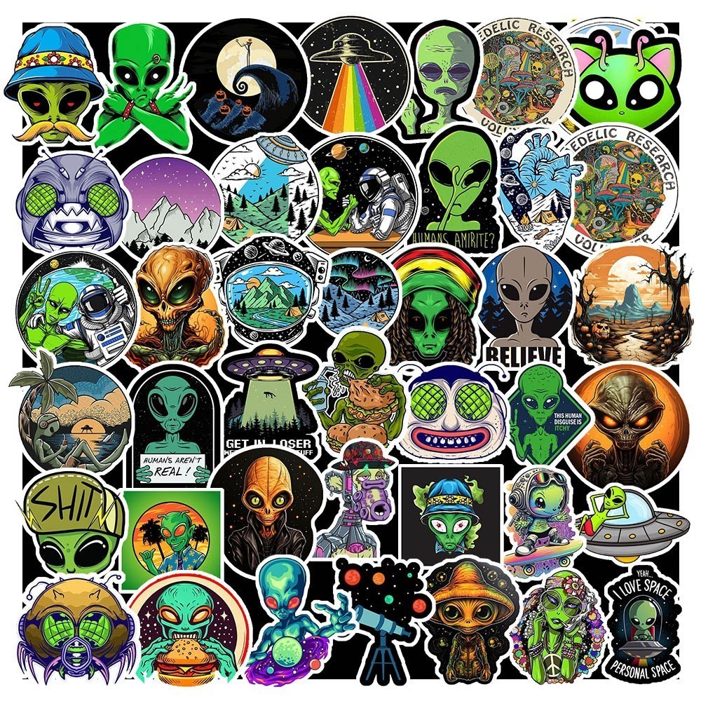 50 Nhãn Dán Alien chống nước sticker dán laptop, điện thoại, đàn guitar