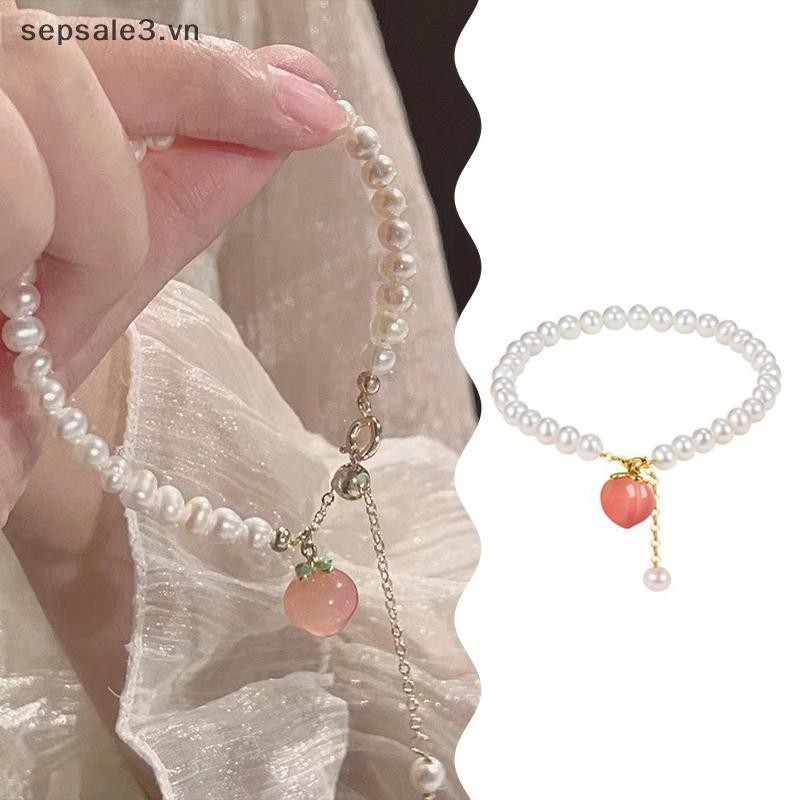 # Vn # Hợp Thời Trang Đào Charm Ngọc Trai Nước Ngọt Tự Nhiên Vòng Tay Nữ Ins Phong Cách Ngọt Ngào Tươi Thời Trang Tay Phụ Kiện Trang Sức.