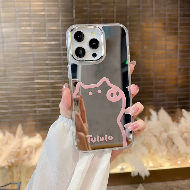 Ốp Gương Điện Thoại Tululu Pig Dễ Thương Cho Google Pixel 10 9 Pro XL 8 Pro 8A 7 Pro 7A 6A 5 XL 4 4A 5A 3A Vỏ Mềm Chống Sốc Vỏ Khung Mạ Sang Trọng