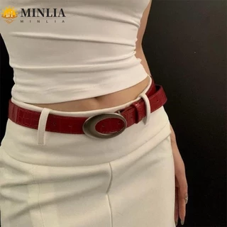 Minlia Retro Y2k Thắt Lưng, Dây Thắt Lưng Bông Tai Kẹp Da Pu, Khóa Kim Loại Thời Trang Giảm Béo Vintage Jeans Thắt Lưng Nữ