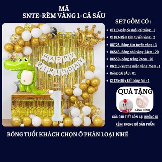 Set Bóng Trang Trí Sinh Nhật Tuổi Meo,tuổi Mão, thôi nôi, 12 con giáp cho bé gái - bé trai SNTE-RÈM VÀNG 1-CÁ SẤU Cao su