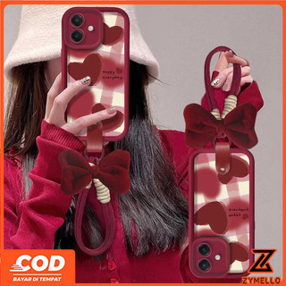 Ốp Lưng Cho OPPO A6X A6 A6 PRO A5i A5X A5 5G A3X A3 PRO A5 PRO A80 A60 A79 A38 A18 A17 A57 2022 4G A78 A58 A7 A5S A12 A95 Vỏ Điện Thoại TPU Chống Sốc Dây Nơ Burgundy