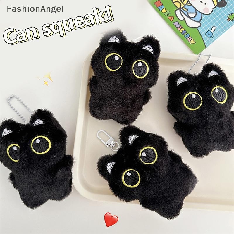 FashionAngel 1PC 12cm Dễ Thương Đen Sang Trọng Móc Khóa Hoạt Hình Mèo Con Mềm Nhồi Bông Búp Bê Mặt Dây Chuyền Chìa Khóa Ô Tô Ba Lô Túi Trang Trí Trẻ Em Quà Tặng VN