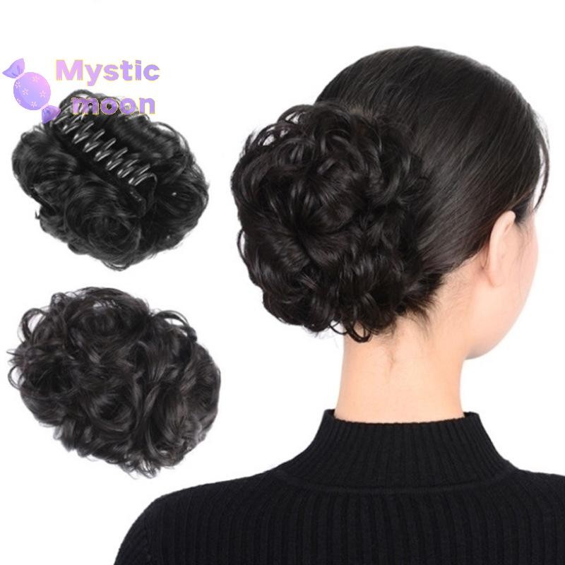 [Huyền Bí] Tóc giả búi kẹp ngoặm xoăn búi rối trung niên cao cấp dễ sử dụng [New]