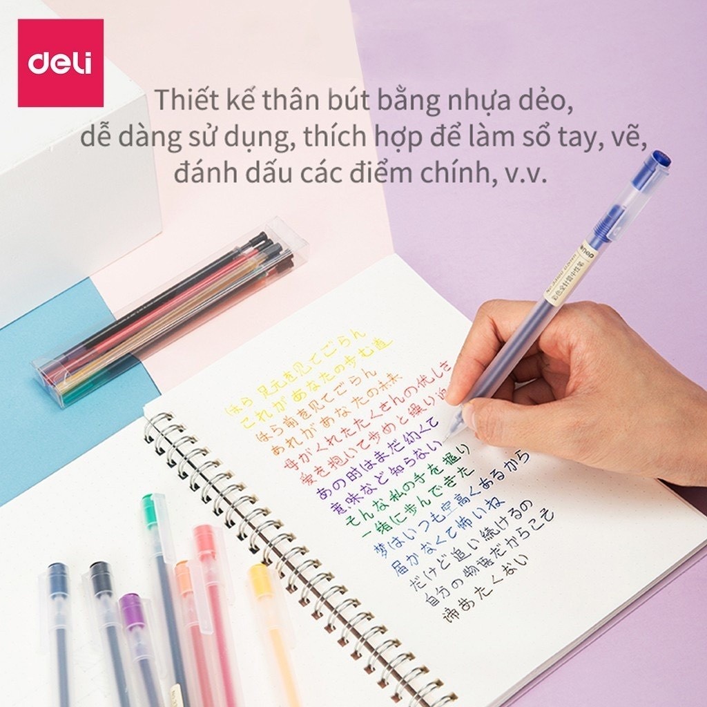 [ 2 CÂY ] Bút bi nước A119 mực gel 0.5mm nhiều màu DELI