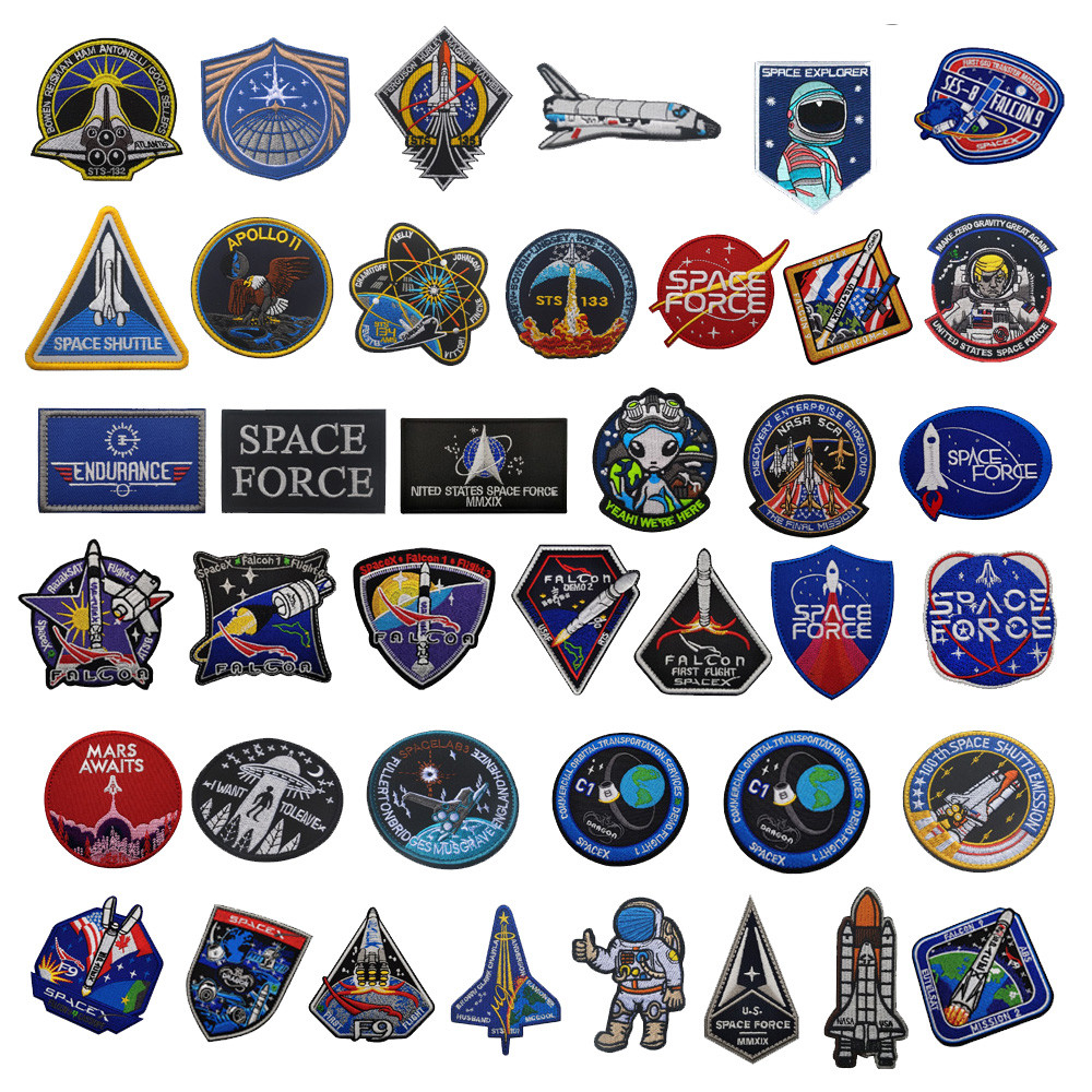 Phụ kiện túi ngoài trời Falcon No. 9 Phi hành gia Phi hành gia Khám phá không gian Độ bền Thêu vá NASA STS Discovery No. Băng đeo Velcro phi hành gia Apollo