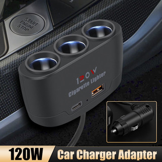 Bộ sạc xe hơi 120W 12V 24V 3 ổ cắm Bộ chia đèn thuốc lá USB kép Bộ sạc nhanh xe hơi cho IPhone IPad GPS Dashcam