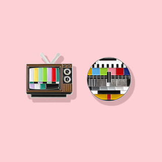 Vintage TV Pixel TV Huy Hiệu Kim Loại Vui Vẻ Và Dễ Thương Đài Phát Thanh Men Trâm Ba Lô Phụ Kiện Quà Tặng Cho Bạn Bè