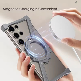 [Jlk] Hộp đựng từ tính bánh răng kim loại hình chữ Z cho Samsung Galaxy S25 S24 S23 S22 Hợp kim siêu nhôm 360° Vỏ bảo vệ khung xoay