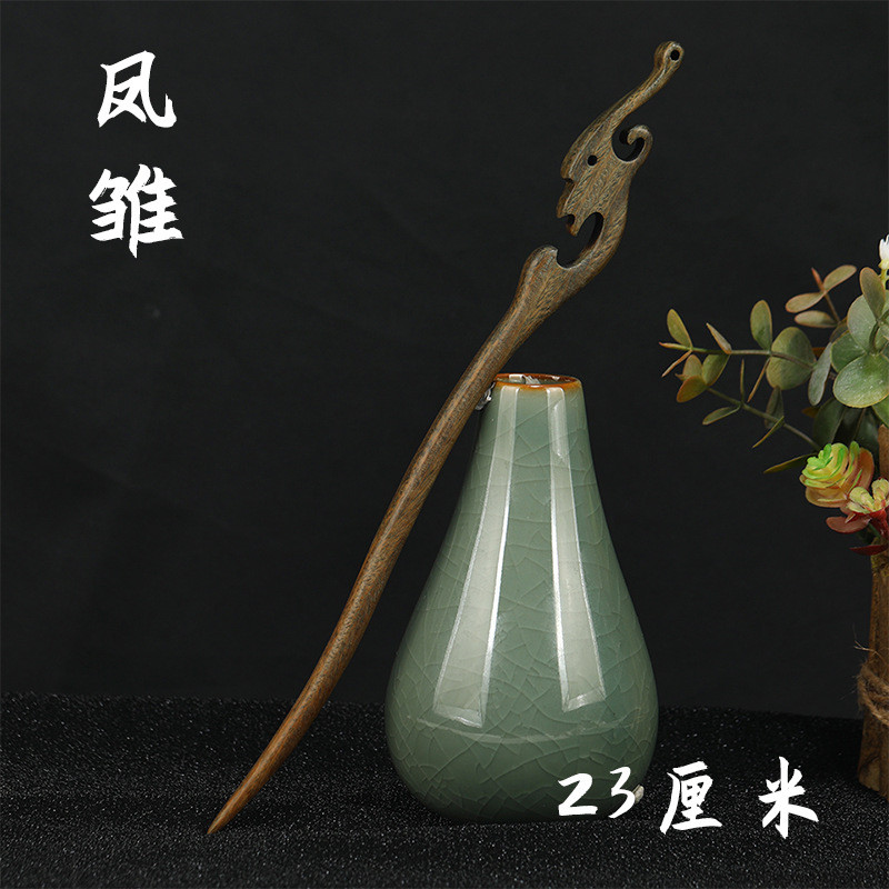 [Gỗ đàn hương tự nhiên] Kẹp tóc gỗ đàn hương xanh thơm 23cm, phong cách cổ điển, phụ kiện Hanfu nữ văn học