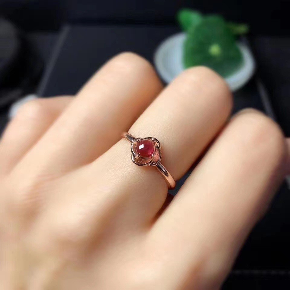 Nhẫn Garnet Tự Nhiên Retro Thời Trang Độc Đáo Có Thể Điều Chỉnh Nhẫn Bông Tai Nữ