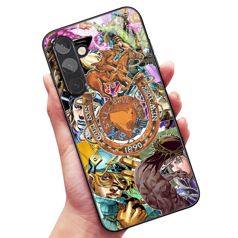 Ốp điện thoại thủy tinh Jojo Bizarre Adventure 09 cho Samsung Galaxy S9 Plus S10 S10e S20 FE S20 Plus S21 S22 S23 S24 Ultra S25