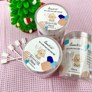 Combo 1 hộp tăm bông và 1 hộp que rơ lưỡi Emma Kids