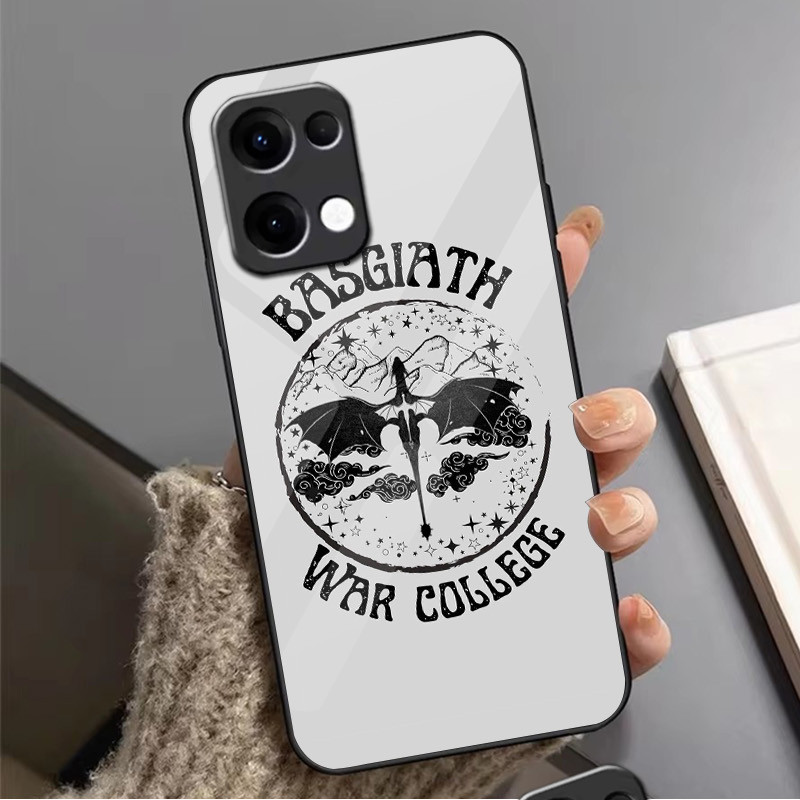 Ốp điện thoại kính đại học chiến tranh basgiath cho Oppo A54 A74 4G A79 5G A94 A3X Reno 11 12 13 11F 12F 13F 10 8 Cover