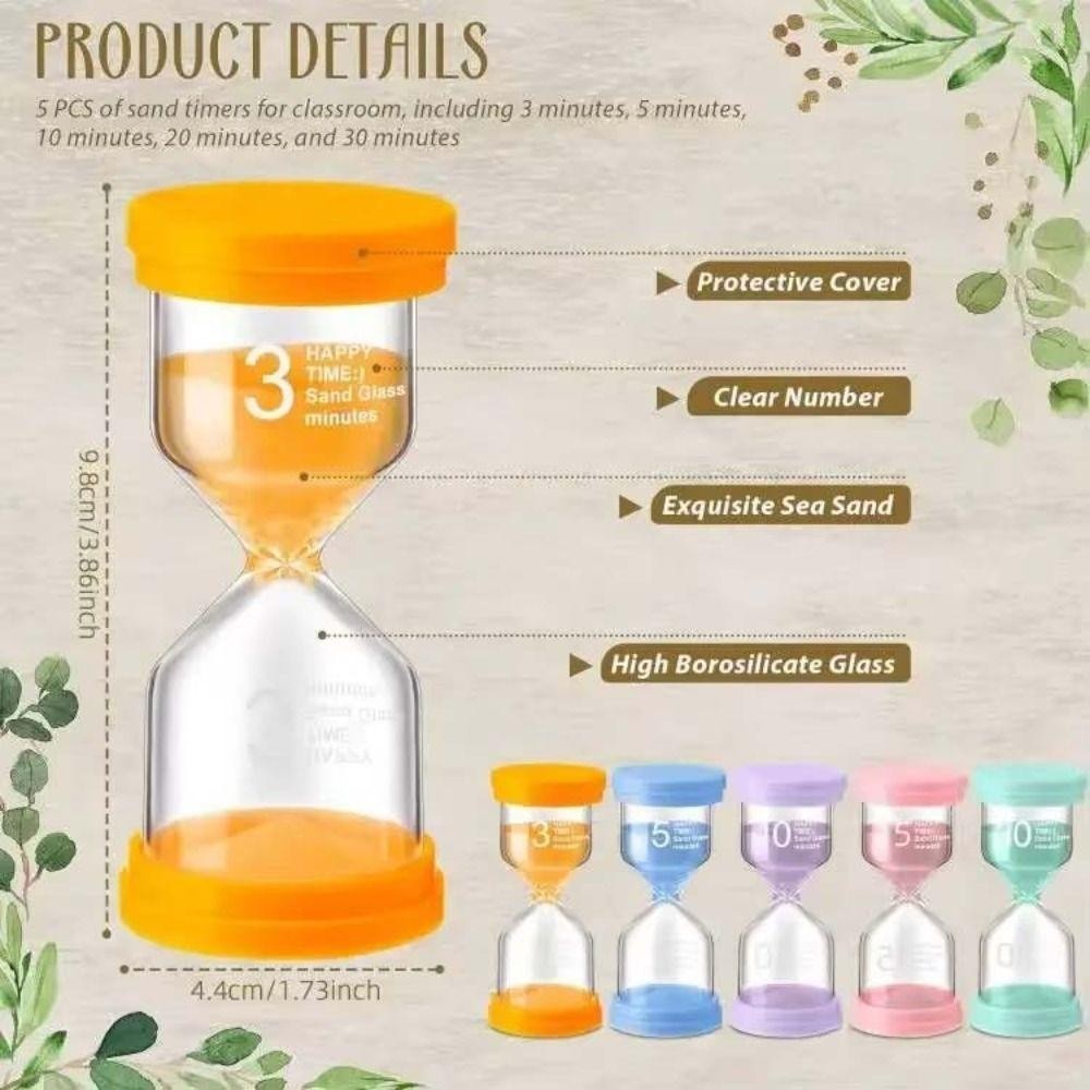 Đồng hồ cát đầy màu sắc YUUKII, Thủy tinh Borosilicate cao 3 / 5 / 10 / 15 / 30 phút cát, sáng tạo Màu Macaron chắc chắn Đồng hồ cát bền bỉ cho trẻ em