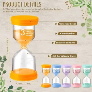 Đồng hồ cát đầy màu sắc INENK, Thủy tinh Borosilicate cao 3 / 5 / 10 / 15 / 30 phút Cát, Sáng tạo Màu Macaron chắc chắn Đồng hồ cát bền bỉ Hẹn giờ cho trẻ em