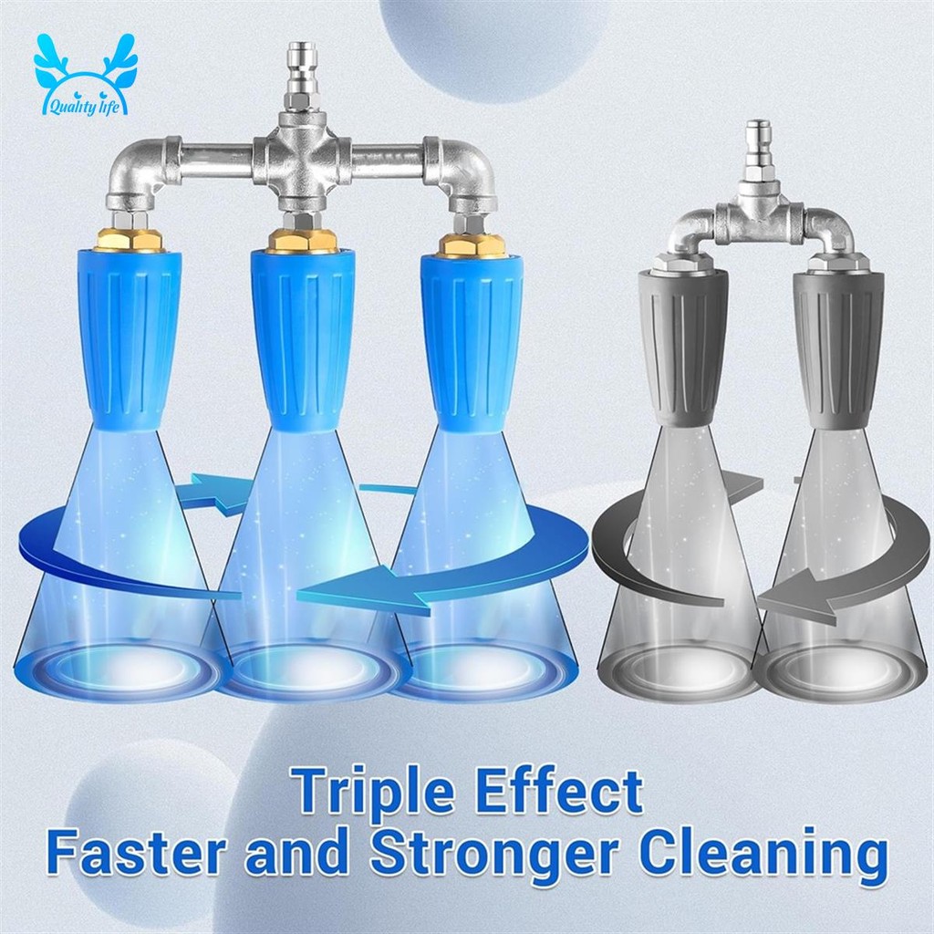Máy rửa áp suất vòi phun Triple Turbo, 360° Vòi phun Turbo xoay với đầu nối nhanh 1 / 4 inch, lỗ 2.0, 4000 PSI