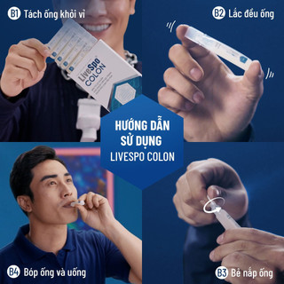 LiveSpo Colo -Men vi sinh dùng cho viêm đại tràng, táo bón, tiêu chảy- mua 2 hộp (loại 10 ống/hộp) tặng 5 ống