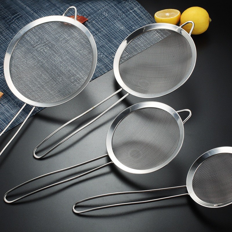 Vợt Rây Lọc Lưới Inox Có Cán (7cm - 20cm) | Lọc Mịn, Chất Liệu Bền Bỉ