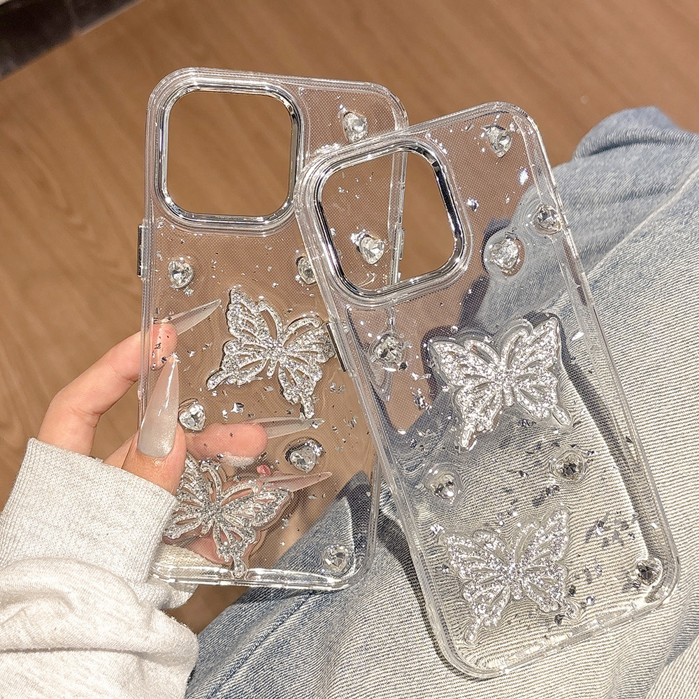 Ốp Điện Thoại Sóng Nhựa Bướm Cho iPhone 16ProMax 16Plus 15 14 13 12 11 Vỏ Bảo Vệ Chống Sốc