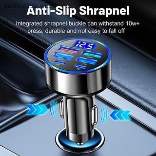 Bộ sạc xe hơi 6 cổng USB Type-C SSVN 100W với bộ chuyển đổi nguồn màn hình điện áp PD cho máy tính bảng điện thoại thông minh Android.