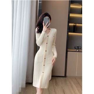 Đầm dệt kim sang trọng thanh lịch dáng rộng vừa phải hẹp
