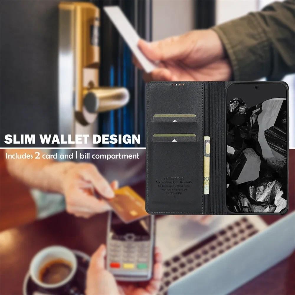 Ví Da Flip Case Dành Cho Nữ Nam Có Giá Đỡ Thẻ Chân Đế Cho Google Pixel 9 8 7 Pro XL 8A 7A Vỏ Điện Thoại Bảo Vệ Chống Sốc