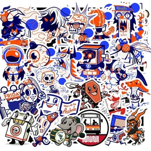 Hộp 40 Hình Dán Hình GRAFITI MÀU XANH CAM ĐỘC ĐÁO – Decal Trang Trí Xe - Điện Thoại - Laptop