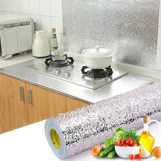 SIÊU DÍNH Cuộn Giấy Bạc Dán Bếp Cách Nhiệt, Miếng Decal Dán Tường Nhà Bếp Chống Thấm Bền Đẹp SUNND