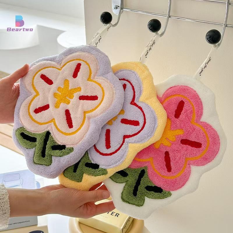 < Beartwo > Khăn tay treo tường dễ thương mới Phòng tắm nhà bếp Khăn nhỏ Phòng tắm thấm hút và không mùi Khăn tay khô nhanh Trang trí nhà cửa đẹp