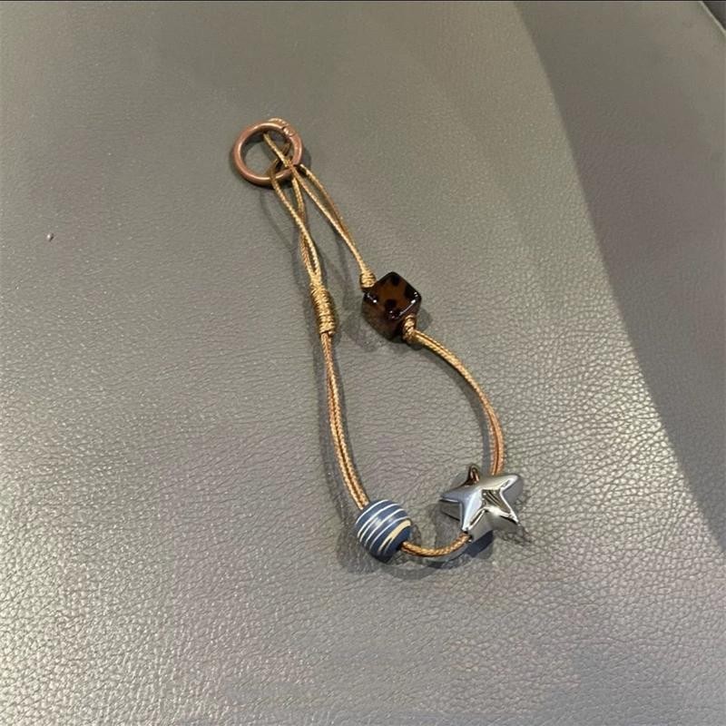 Ngôi Sao Gỗ Điện Thoại Di Động Retro Dây Thiết Kế Tay Đính Hạt Giá Trị Cao Dây Chuyền Điện Thoại Di Động