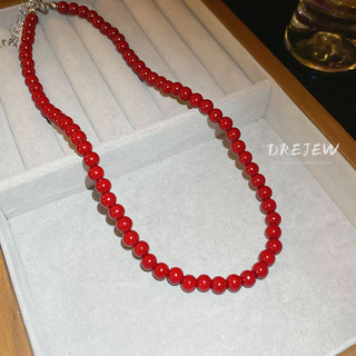 Drejew Ancora đỏ trung chuyển hạt mặt dây chuyền vòng cổ nữ thiết kế thích hợp dây chuyền áo len retro cảm giác cao cấp phụ kiện mùa thu đông