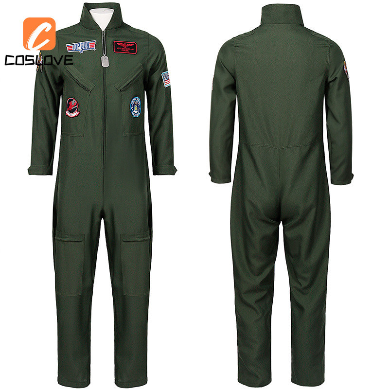 Phim Cổ Điển TOP GUN Phi Công Cosplay Quần Áo Trọn Bộ Trang Phục Phù Hợp Với Người Trang Phục Dài Tay Áo liền quần Cosplay Phục Hồi Hoàn Hảo
