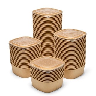 JKDESIGN 10 Cái / bộ Hộp Cơm Trưa, Dùng Một Lần Có Nắp Hộp Đựng, Giấy Kraft Thời Trang Chống Rò Rỉ Dung Tích Lớn Bento Hộp Cho Phụ Kiện Nhà Bếp