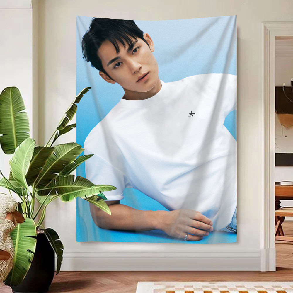 Kpop SEVENTEEN Kim Mingyu Tấm thảm treo tường có kẹp Tấm thảm Polyester Treo tường phòng ngủ